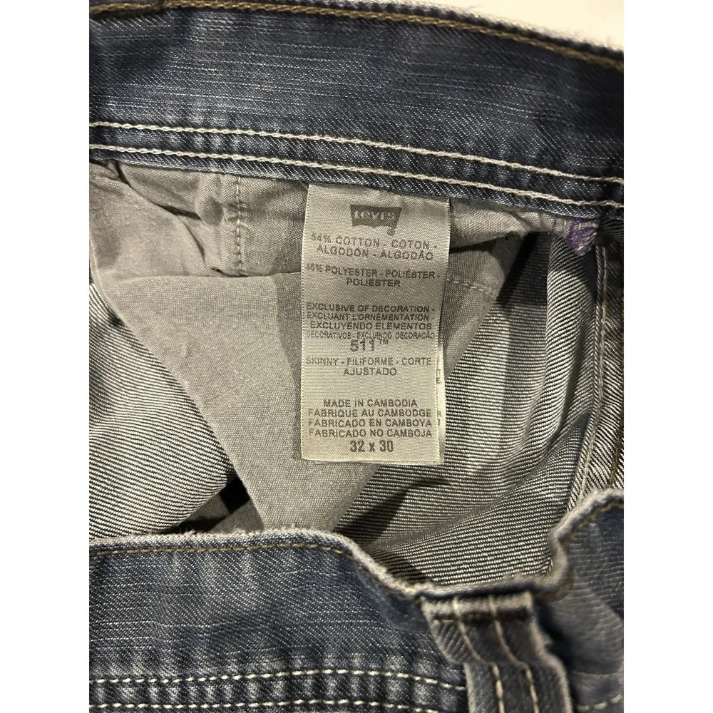 Levi's 511 Jeans Men's 32x30 Slim Fit Blue Black Label Side Button Denim EUC